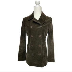 Theory Double Breast Brown Corduroy Peacoat Size M